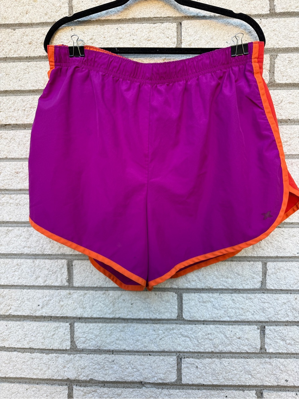Xersion Women's Purple Athletic Shorts with Orange Trim